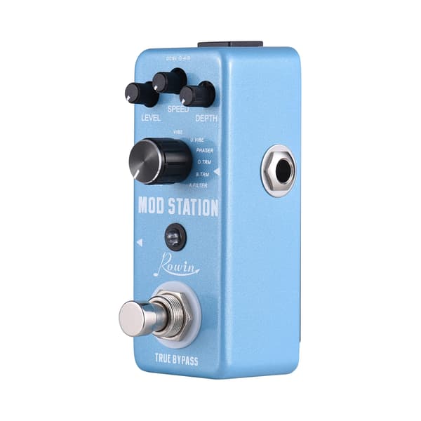 Rowin Gitarr Effektpedal MOD Station Gitarrpedal 11 Lägen Gitarr Effektpedal och LEVEL/SPEED/DEPTH Kontrollrattar med True Bypass DC 9V 6.35mm In