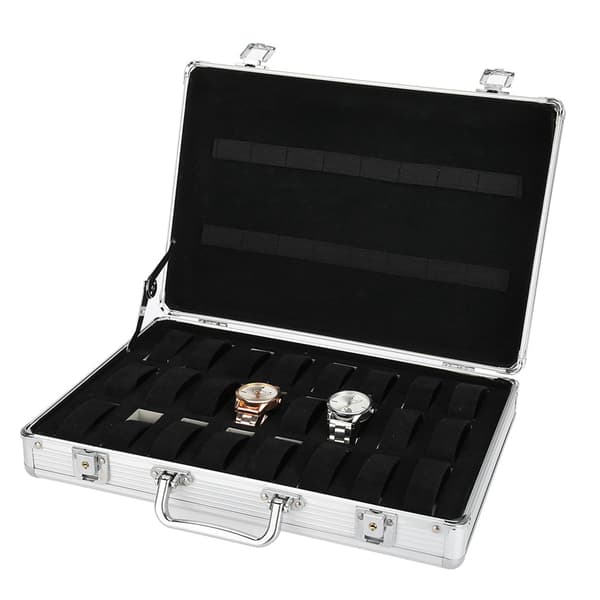 24 Gitre Aluminiumlegering Kuffert Ur Display Opbevaringsboks Ur Organizer Etui