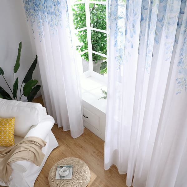 Skira Voile Gardinlängder i Polyester för Sovrum och Vardagsrum (Blå)