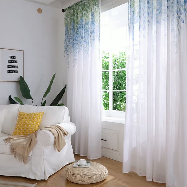 Skira Voile Gardinlängder i Polyester för Sovrum och Vardagsrum (Blå)