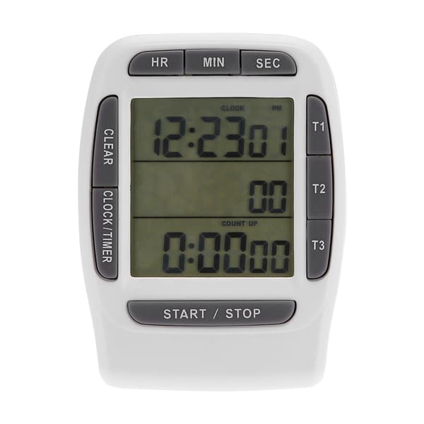 Bärbar Digital 3-kanals LCD-stoppur Exakt Nedräkningstimer Multifunktionsklocka
