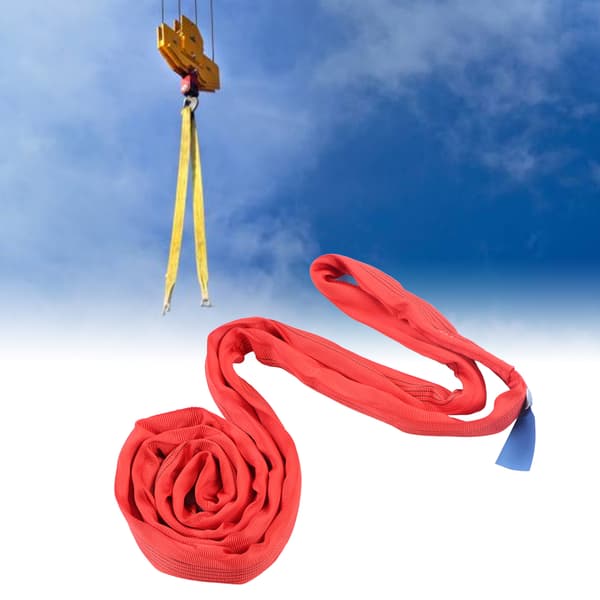 5T 2M Rigging Lyftrem Flexibel Förstärkt Dubbelögla Spänne Polyester Kran Lyftrep Röd
