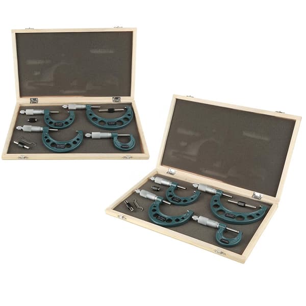 4-pack 0-100 mm metrisk extern mikrometer precisionsmätverktyg med förvaringslåda