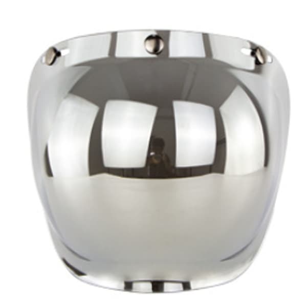 Motorcykel Retro Bubble Shield Visir PC-lins 3-knäppt hjälmvindruta med ramset silver