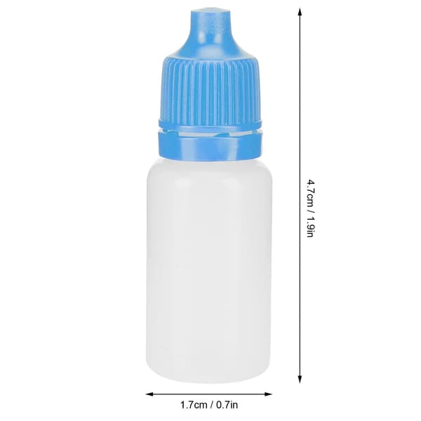 50-pack 5 ml tomma ögondroppsflaskor, klämbara vätskebehållare med blåa lock