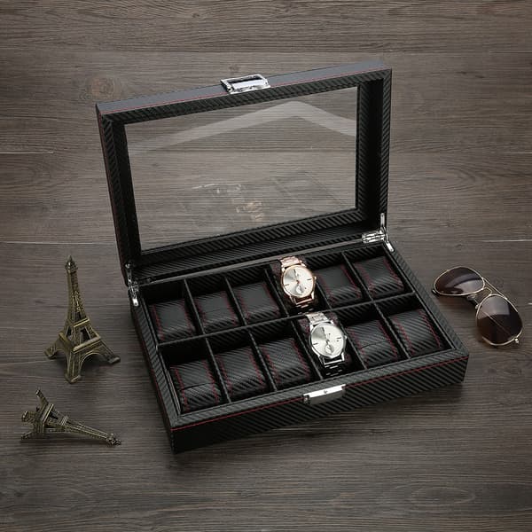 12 Gitre Ur Display Opbevaringsboks Ur Organizer Etui PU Læder