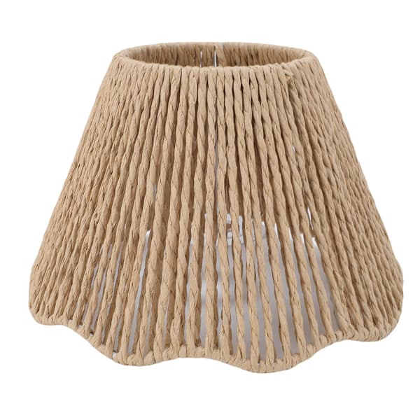 Vävd lampskärm i rep E27 E14 med vågig kant för matsal, sovrum, café, 1-pack