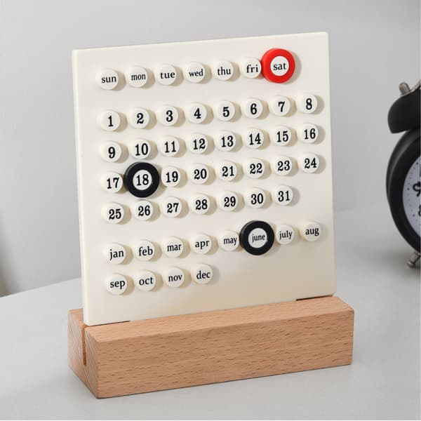 Trä DIY Barn Evighetskalender - Förbättra Planeringsförmåga, Handdriven, Vit Heminredning