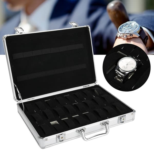 24 Gitre Aluminiumlegering Kuffert Ur Display Opbevaringsboks Ur Organizer Etui