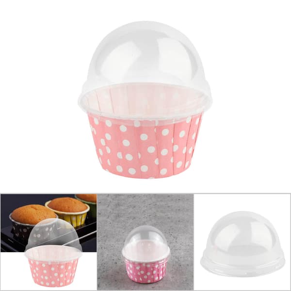 100-pack mini cupcakeformar, runda bakformar med lock, rosa muffinsformar för festgodis