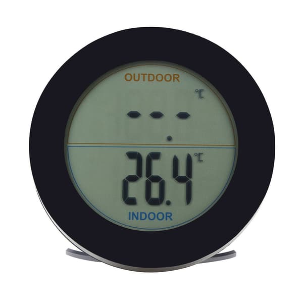 Trådløst termometer med LCD-display, indendørs/udendørs sensor, digital temperaturmåler, sort