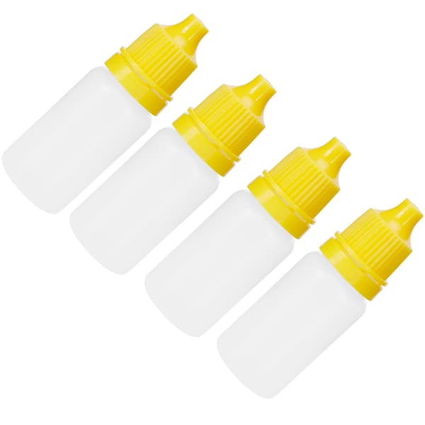 50-pack 10 ml ögondroppsflaskor, bärbara klämbara tomma droppbehållare med pluggar, lock, gul
