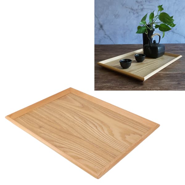 Rektangulär träbricka Multifunktionell serveringsbricka för fruktmat Pizza sammankomst utomhus 36,5 X 27 cm