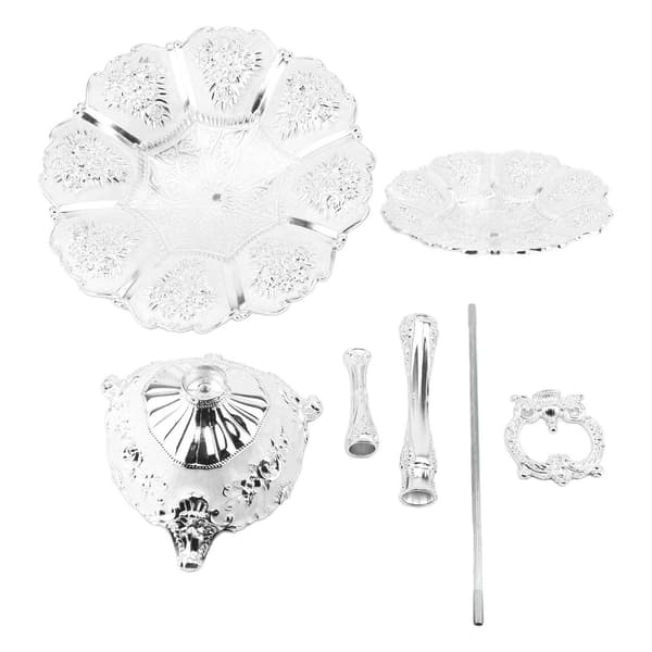Cup Cake Tower Stand 2-våningslegering Elegant Kakdisplayhållare Serveringsbricka Silver Vit