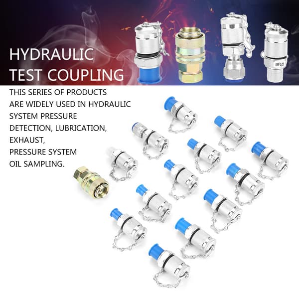 14 st hydraulisk trycktestpunkt kopplingsadaptersats för hydrauliska system