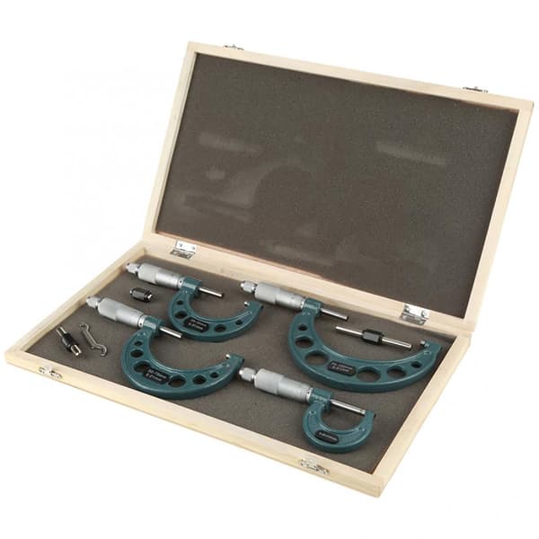 4-pack 0-100 mm metrisk extern mikrometer precisionsmätverktyg med förvaringslåda