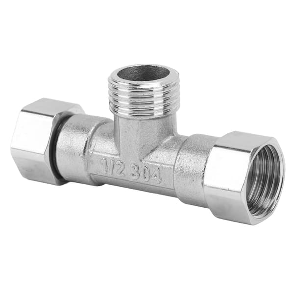 Rustfrit stål 3-vejs T-adapter G1/2 indvendigt gevind rørfitting til vand, luft, hydrauliske systemer