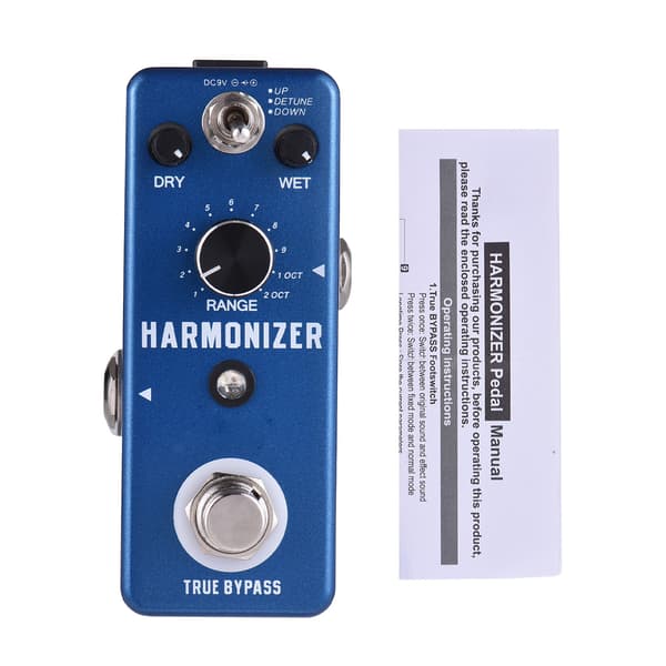 Rowin Guitar Effects Pedal Harmonizer Guitar Pedal Harmony/Pitch Shift/Detune 3 Modes Guitar Effect Pedal and RANGE/WET/DRY Control Knobs with True B