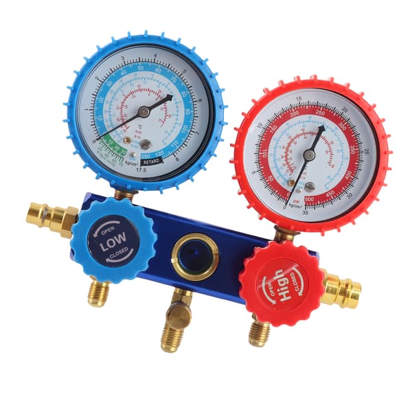 A/C Luftkonditionering Kylning Diagnostikverktyg Dubbla Manometer Ventilsats R22 R134a