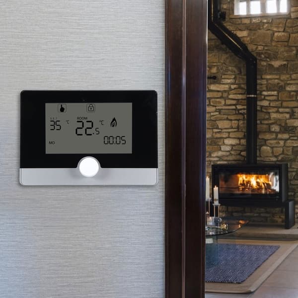 Smart WiFi-termostat temperaturregulator för väggmonterad panna, vit, 7-dagars programmerbar