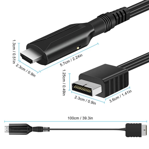 PS1 till HDMI Multimedia Gränssnittskabel Plug and Play Spelkonsol Videoadapter för PS2