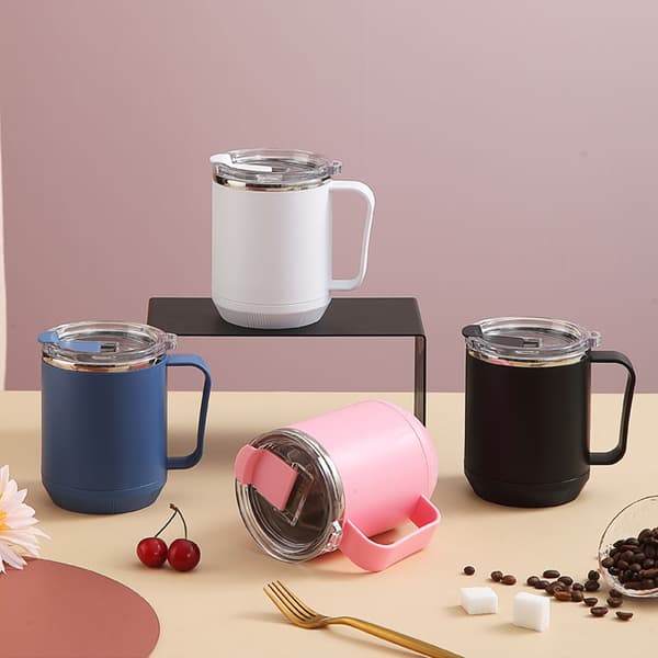 Kaffemugg 460ml 304 Rostfritt Stål Foder Läckagesäker Elegant Bärbar Mugg för Utomhusaktiviteter Blå