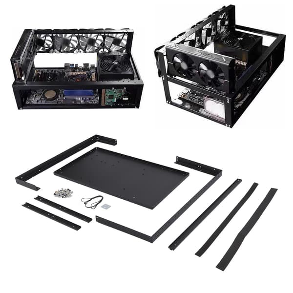 Dator öppet chassi stödjer 6 till 8 GPU grafikkort DIY datorchassi för ATX MATX FLEX moderkort