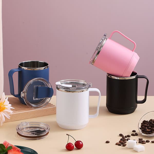 Kaffemugg 460ml 304 Rostfritt Stål Foder Läckagesäker Elegant Bärbar Mugg för Utomhusaktiviteter Blå