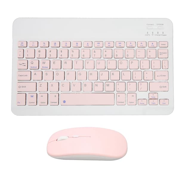 10 tommer trådløst tastatur og musesæt til tablet, telefon, pc - pink, bærbart Bluetooth-sæt
