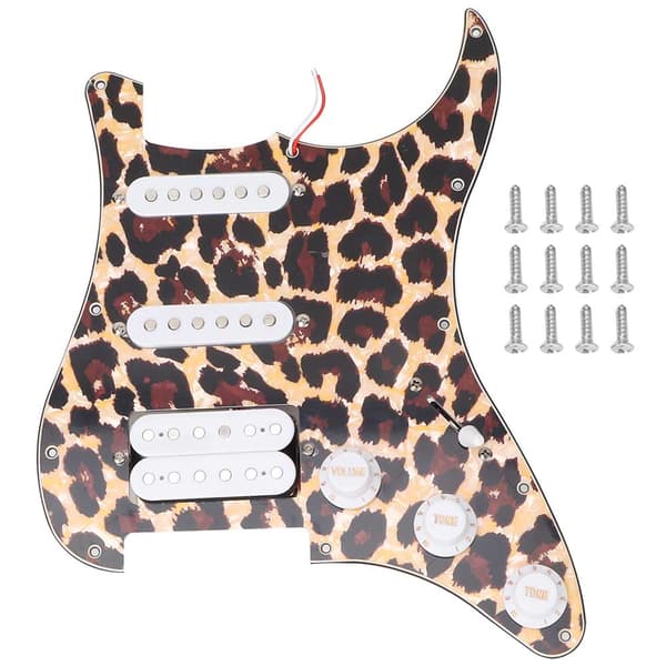 Vit laddad Plektrumskydd Pickups Set Tillbehör för Elgitarr (Tiger Stripe)