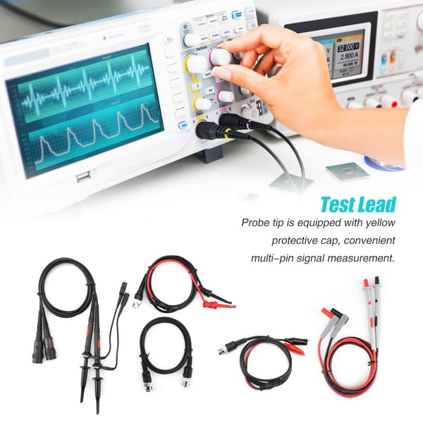 Oscilloskop Multimeter Testkabelkit med Krokodilklämmor, Utbytbara Probespetsar, P1260D