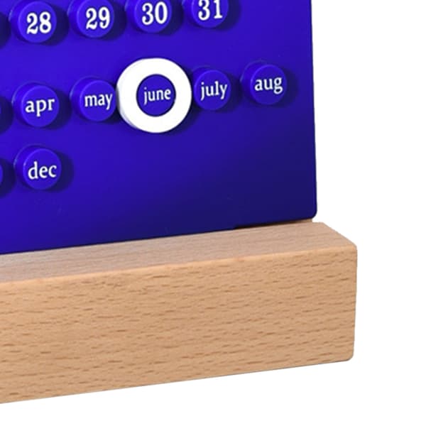 Träkalender för barn DIY handdriven utvecklar planeringsförmåga evighetskalender för hemmet blå
