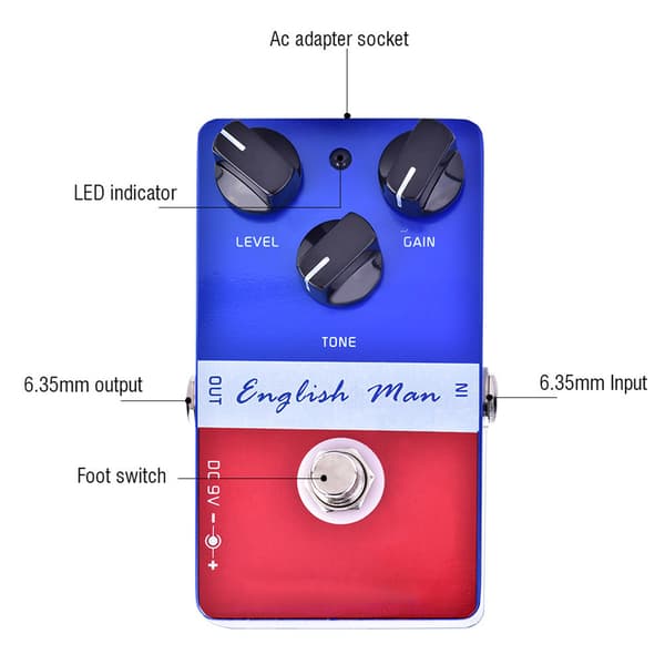Mini Metal Distortion Gitarr Effektpedal med True Bypass 6.35mm Jack Tillbehör