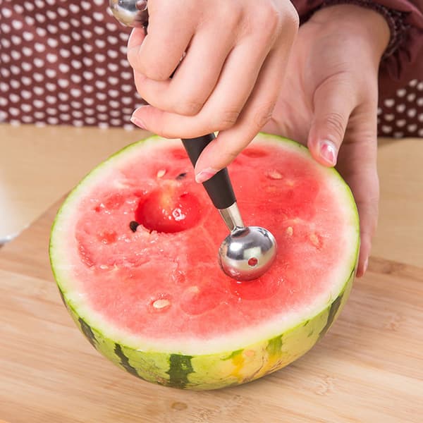 Frugtske i rustfrit stål, multifunktionelt bærbart melonkugleværktøj til udendørs picnicbrug
