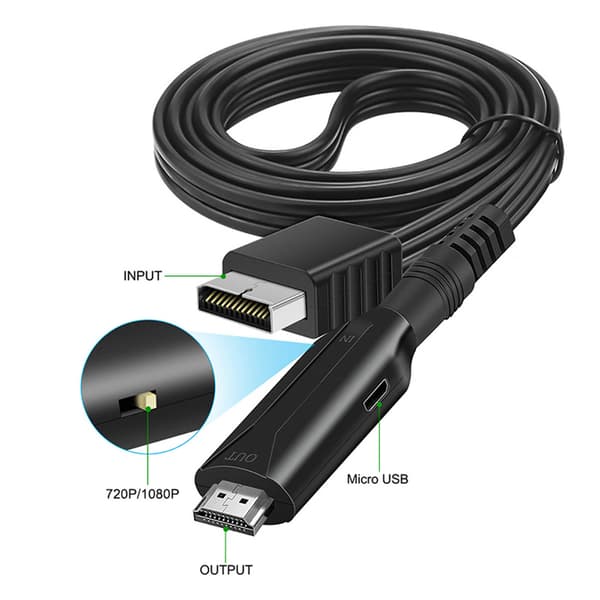 PS1 till HDMI Multimedia Gränssnittskabel Plug and Play Spelkonsol Videoadapter för PS2