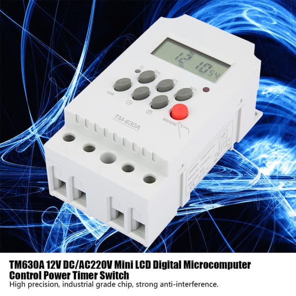 12V DC Mini LCD Digital Timer Switch TM630A, Programmerbar Stikkontakt, 16A, Daglig Cyklus, Hjemmeautomatisering