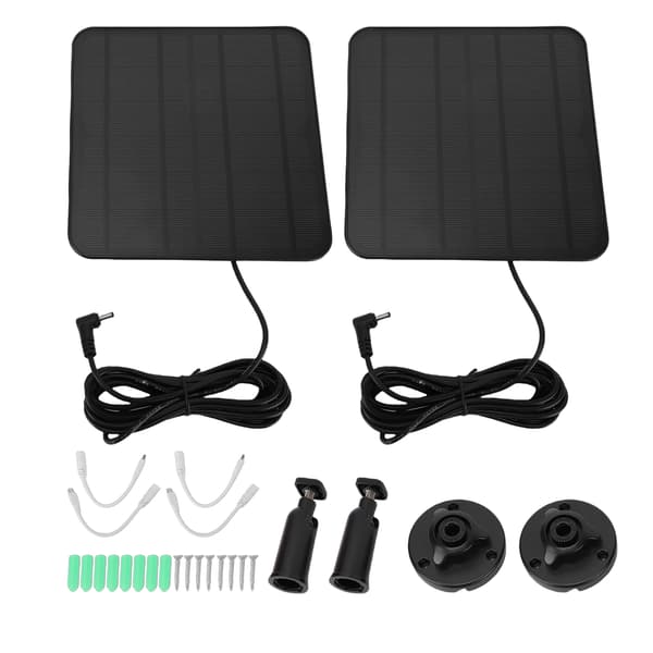 2 stk. 12W solpaneler egnet til Ring-kamera DC USB C Micro USB-porte IP65 vandtæt solpaneloplader med 3m kabel
