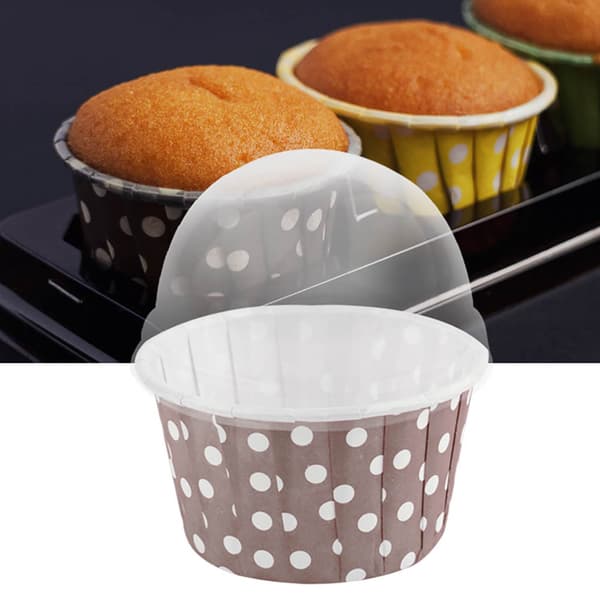 100-pak mini cupcakeforme, runde bageforme med låg, kaffepapir muffinforme, engangs wienerbrødsforme