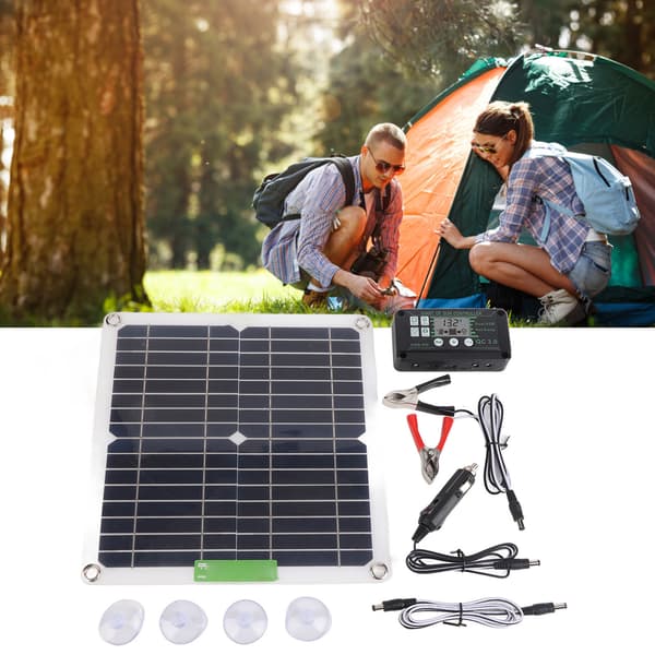 200W 12V Bærbart Solpanel Kit Monokrystallinsk Solpanel med Controller til Cykling Bjergbestigning Vandring Camping 100A