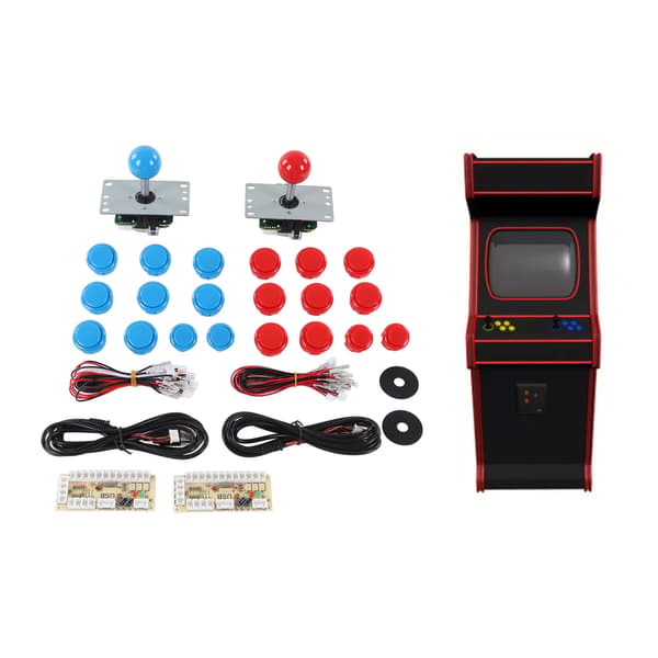 2-spiller DIY Arcade-sæt USB-brætspil-encoder Joystick Arcade-knapsæt til venner, der samles, blå og rød