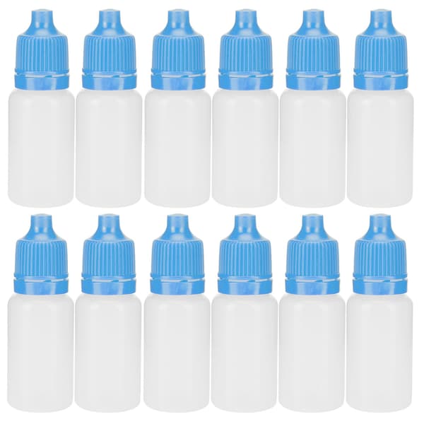 50-pack 5 ml tomma ögondroppsflaskor, klämbara vätskebehållare med blåa lock