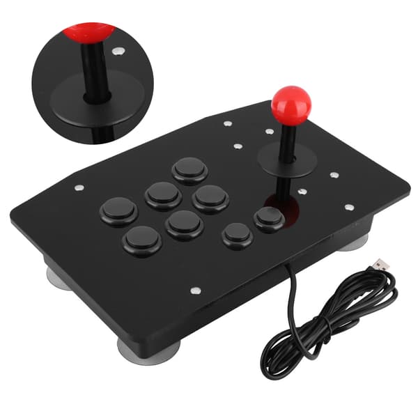 Arcade Fighting Stick Joystick 8-knaps Gamepad Controller til PC, Sort