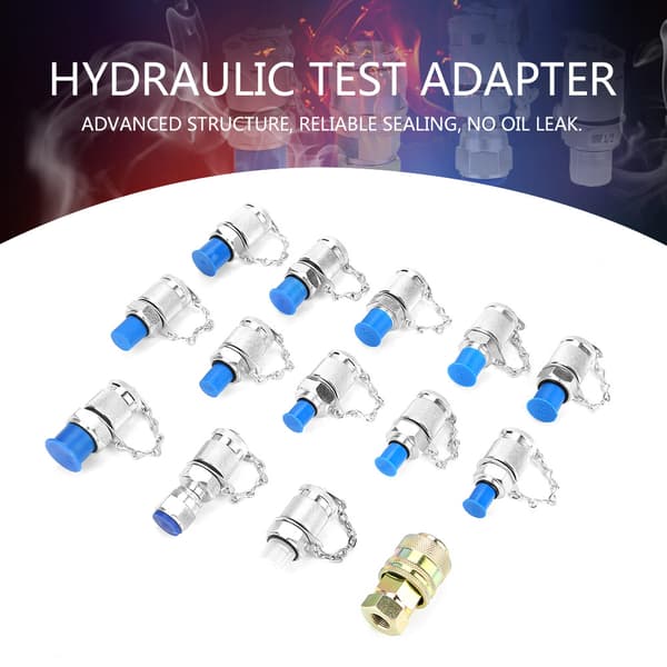 14 st hydraulisk trycktestpunkt kopplingsadaptersats för hydrauliska system