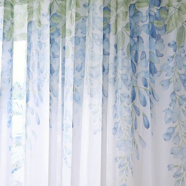 Skira Voile Gardinlängder i Polyester för Sovrum och Vardagsrum (Blå)