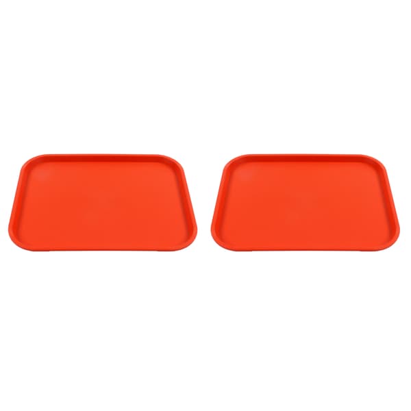 2-pack stapelbara serveringsbrickor Lättviktiga halkfria PP rektangulära cateringbrickor för restauranger kaféer orange