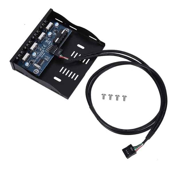 USB 2.0 9-bens diskettedrevshub til 4-ports multi-interface-adapter, internt kabinetudvidelseskort, sort