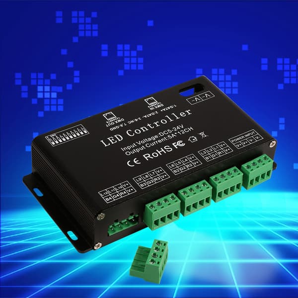 RGB LED Strip Controller 6-kanals DMX512 Dekoder Driver 5V-24V DC Sort Modul