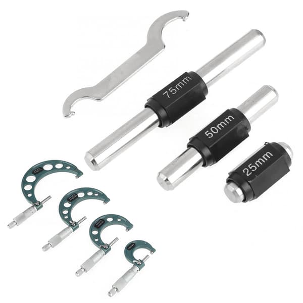 4-pack 0-100 mm metrisk extern mikrometer precisionsmätverktyg med förvaringslåda