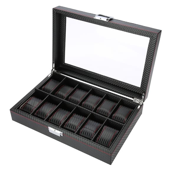 12 Gitre Ur Display Opbevaringsboks Ur Organizer Etui PU Læder