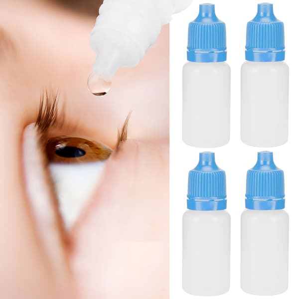 50-pack 5 ml tomma ögondroppsflaskor, klämbara vätskebehållare med blåa lock